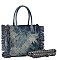Quilted Tie Dyed Denim Tote with Guitar Strap