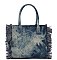 Quilted Tie Dyed Denim Tote with Guitar Strap