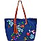 Floral Embroidered Reversible Tote