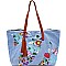 Floral Embroidered Reversible Tote