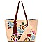 JY0145-LP Tassel Accent Flower Embroidery Reversible Tote