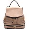 JY0151-LP Zipper Bottom Classy Drawstring Flap Backpack