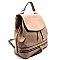 JY0151-LP Zipper Bottom Classy Drawstring Flap Backpack