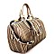 JY0195-LP Tassel Accent Vertically Lined Boston Satchel