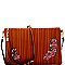 Glamorous Tassel Accent Vertically Lined Sequin Flower Embroidered Clutch MH-JY0207