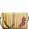 Glamorous Tassel Accent Vertically Lined Sequin Flower Embroidered Clutch MH-JY0207