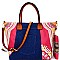 JY0223W-LP Denim Detail Ethnic Print Satchel Wallet SET