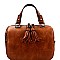 Double Tassel Accent Boston Satchel