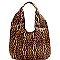 LEOPARD PRINT TWO TASSEL ACCENT HOBO SET