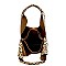 LEOPARD PRINT TWO TASSEL ACCENT HOBO SET