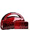 2-Way Half-Moon Gradated Leopard Patent Satchel Wallet SET