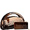 2-Way Half-Moon Gradated Leopard Patent Satchel Wallet SET