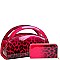 2-Way Half-Moon Gradated Leopard Patent Satchel Wallet SET