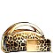 2-Way Half-Moon Gradated Leopard Patent Satchel Wallet SET