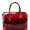 2-Way Gradated Leopard Patent Boston Satchel Wallet SET
