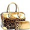 2-Way Gradated Leopard Patent Boston Satchel Wallet SET
