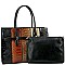2 in 1 Structured Color Block Crocodile Print Patchwork Satchel