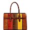 2 in 1 Structured Color Block Crocodile Print Patchwork Satchel