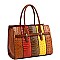 2 in 1 Structured Color Block Crocodile Print Patchwork Satchel