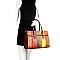 2 in 1 Structured Color Block Crocodile Print Patchwork Satchel