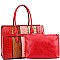 2 in 1 Structured Color Block Crocodile Print Patchwork Satchel