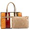 2 in 1 Structured Color Block Crocodile Print Patchwork Satchel