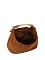 Faux Suede Metal Top Handle Satchel