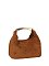 Faux Suede Metal Top Handle Satchel