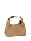 Faux Suede Metal Top Handle Satchel