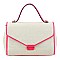 Straw Neon Trimmed Satchel