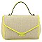 TRENDY STYLISH STRAW TEXTURE BAGUETTE BAG