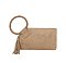 Suede Cuff Handle Tassel Wristlet Clutchq