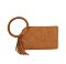 Suede Cuff Handle Tassel Wristlet Clutchq