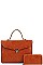 2IN1 DESIGNER MODERN SQUARE SATCHEL WITH MATCHING WALLET