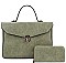 2IN1 DESIGNER MODERN SQUARE SATCHEL WITH MATCHING WALLET