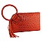 Ostrich Croc HandCuff Tassel Wristlet Clutch