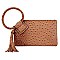 Ostrich Croc HandCuff Tassel Wristlet Clutch