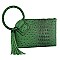 Ostrich Croc HandCuff Tassel Wristlet Clutch