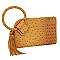 Ostrich Croc HandCuff Tassel Wristlet Clutch