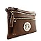 Wide Emblem Versatile Wristlet Cross Body.