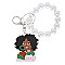 4" inch Afro  PEARL BEADED STRETCH BRACELET CHARM KEYCHAIN