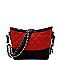 K6-6577-LP Chain Accent Quilted 2 Way 2 Tone Bucket Shoulder Bag