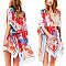 TROPICAL PRINT SILKY WOMEN'S COVER-UP KIMONO