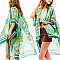 TROPICAL PRINT SILKY WOMEN'S COVER-UP KIMONO