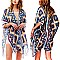 WESTERN STYLE GEOMETRIC PATTERN WOMEN'S COVER-UP KIMONO