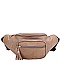 STYLISH SMOOTH FAUX LEATHER FASHION TASSELED TRAVEL WAIST BAG JYKL-089