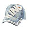 KING in Pearls & Rhinestone Studded Fashion Denim Cap MEZ697