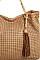 TRENDY SMOOTH TEXTURED TASSELED MESH HOBO BAG JYL-0043