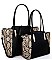 2 IN 1 TWO TONE PYTHON PATTERN SATCHEL SET