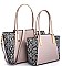 2 IN 1 TWO TONE PYTHON PATTERN SATCHEL SET